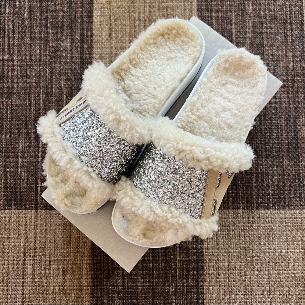 Golden goose Poolstar Genuine Shearling & Glitter Slide Sandal - Picture 2 of 12